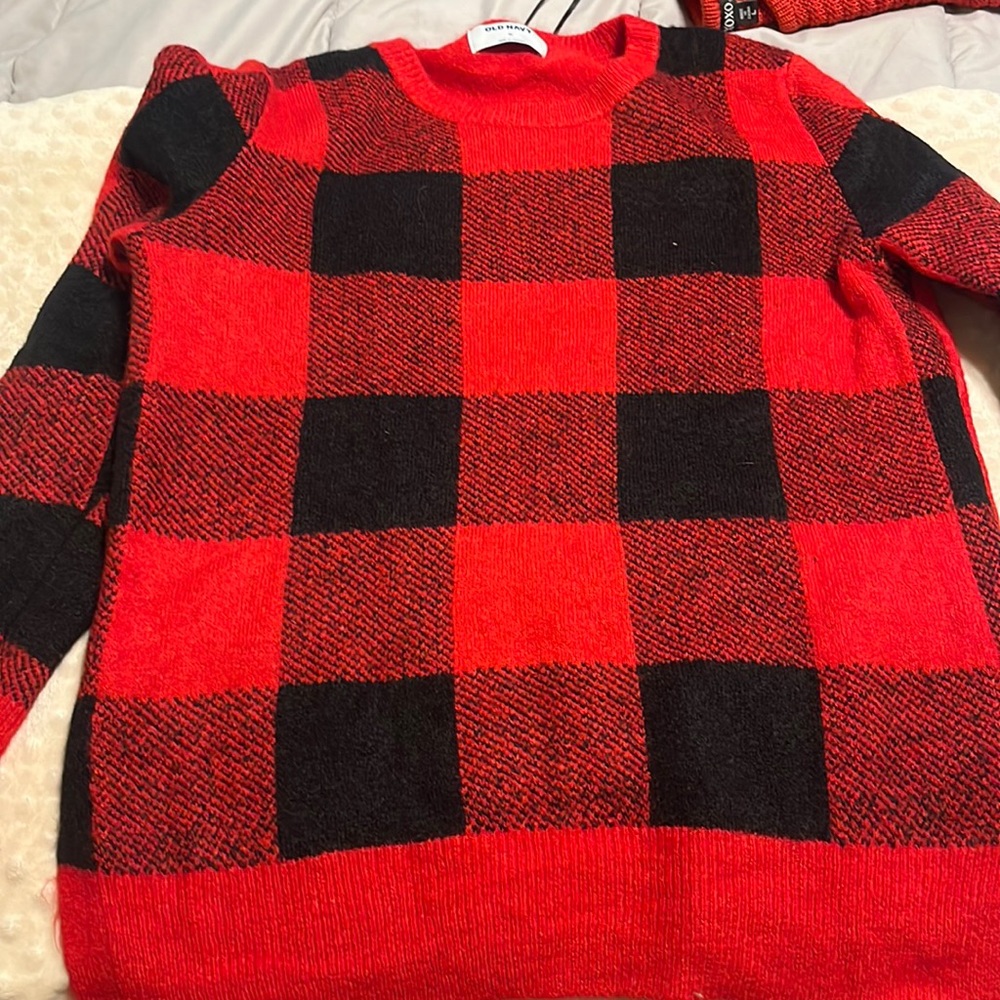 Red plaid sweater